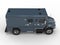 Navy blue armored transport truck - top down side view