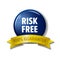 Navy blue circle label `Risk free - 100% Guarantee`