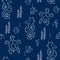 Navy blue jungle seamless sea pattern with seahorse and turtle and shells.