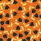 Navy blue random simple flowers tulip ornament seamless pattern. Bright orange background. Creative print