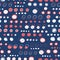 Navy blue white polka dot circles. Vector pattern seamless background. Hand drawn texture style. Tiny small dotty