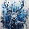 Navy Deer Edgy Street Art Inspired Dark Blue And White Painting