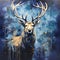 Navy Deer: Moody Realism Art Painting With Gold Paint Spatters