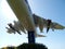 Navy fighter airplane near a base in California