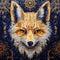 Navy Fox: Hypnotic Symmetry In Spray Paint Pointillism Wall Art