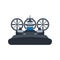 Navy hovercraft front view vector icon illustration. Boat sea transport water vessel speed. Isolated marine motor flat future