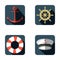 Navy icon set, flat design, vector illustration