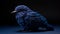 Navy Knitted Bird Toy On Dark Background - Handmade Avian Sculpture