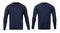 Navy long sleeve t-shirt front and back view mock-up isolated on white background with clipping path.