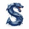 Navy Monster Letter S: Hyperrealistic Dragon Head With Symbolism