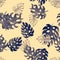 Navy Monstera Pattern Illustration. Seamless Textile. Indigo Watercolor Illustration. Tropical Painting. Floral Illustration. Summ