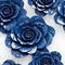 Navy Rose Flowers Glitter Super Detail Seamless Background. Generative AI