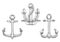 Navy ship anchors with rope sketch icons
