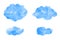 Navy sky blue watercolor oval brush strokes, smudges set