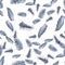 Navy Tropical Foliage. Gray Seamless Background. Azure Pattern Foliage. Blue Banana Leaves. White Wallpaper Leaf.