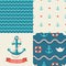 Navy vector seamless patterns. Vector illustration