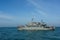 Navy warship parking on sea in international fleet review drill