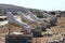 The Naxian Lions Terrace in the archaeological site of the island of Delos, Myconos, Cyclades