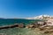 Naxos, Greece - July 12, 2019: View of Naxos capital Chora