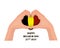 Nayional Day of Belgium, illustration with two hands in the shape of the heart, inside the national flag
