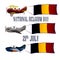 Nayional Day of Belgium, set with three planes and national flags on an isolated background