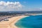 Nazare, Portugal - June 28, 2021: The bay of Nazare, as seen from the Miradoura do Souberca viewpoint