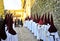 Nazarenes in a row, Holy Week in Baeza, Jaen province, Andalusia, Spain