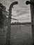 Nazi concentrationcamp Buchenwald fence in the wide open