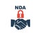 NDA logo. Black icon Non disclosure Agreement