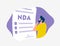 NDA - Non-Disclosure Agreement illustration. Confidentiality contract between employee and employer. Protect proprietary