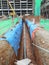 Nderground piping work in progress at the construction site.