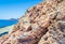 Nea Kameni volcanic island colorful stones rocky lunar landscape Greece