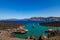 Nea Kameri port view with boats, Santorini, Greece