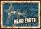 Near earth station vector rusty metal plate poster