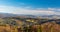 Nearer hills of Beskid mountains and Tatra mountains on the background from Cieslar hill in Beskid Slaski mountains on polish -