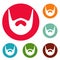 Neat beard icons circle set vector