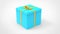 Neat blue gift box with pretty yellow bow - holiday present