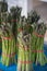 Neat display of bunches of asparagus