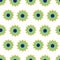 Neat and Orderly green and blue gears on white background vector repeat pattern