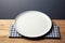 Neat presentation Top view of empty white plate tray