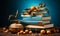 A neat stack of books on a rustic wooden table. A stack of books sitting on top of a wooden table