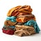Neat stack of folded clothes white solated