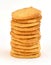 Neat stack of homemade peanut butter cookies.