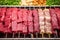 neatly lined beef skewers showcasing variety