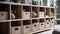 Neatly organized collection of books in wooden filing cabinet drawer generated by AI