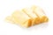 Neatly rolled trio of emmental cheese slices