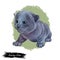 Nebelung kitten digital art illustration. Longhaired Russian Blue watercolor portrait in realistic manner. Grey haired