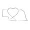 Nebraska US state hand drawn pencil sketch outline map with the handwritten heart shape. Vector illustration