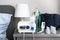 Nebuliser with breathing mask and medicines on bedside table