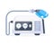 Nebulizer. Compressor Inhaler with long air tube. Medical machine with mask and aerosol compressor. Vector illustration.